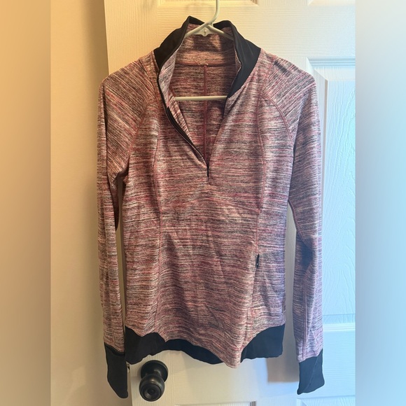 Lululemon Runderful 1/2 Zip Pullover Space Dye Camo Berry Rumble Pink Black 6 - Picture 3 of 7